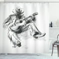 thumbnail image 1 of Ambesonne Music Shower Curtain, Cowboy and Guitar Eastern, 69"Wx84"L, Black and Pale Grey, 1 of 3