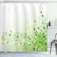 thumbnail image 1 of Ambesonne Music Shower Curtain, Curlicue Leaves Treble Chef, 69"Wx70"L, White Green Pastel Green, 1 of 5