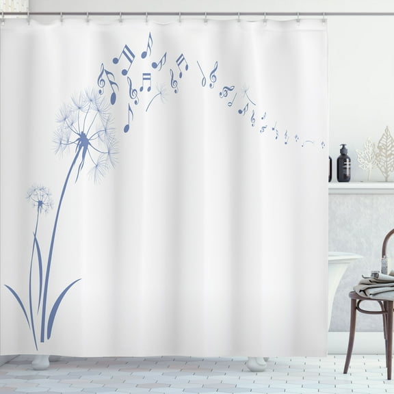 Ambesonne Music Shower Curtain, Dandelion Summer Silhouettes, 69"Wx84"L, Slate Blue