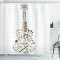 thumbnail image 1 of Ambesonne Music Shower Curtain, Instrument Tambourine Trumpet, 69"Wx84"L, White Chocolate, 1 of 5