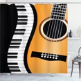 thumbnail image 1 of Ambesonne Music Shower Curtain, Piano Keys Wave and Guitar, 69"Wx84"L, Charcoal Grey Orange, 1 of 5