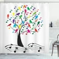 thumbnail image 1 of Ambesonne Music Shower Curtain, Tree with Notes Happiness, 69"Wx84"L, Multicolor, 1 of 4