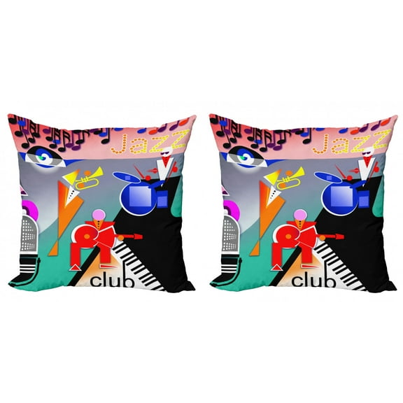 Ambesonne Music Throw Pillow Cover 2 Pack, Band of Stick, 18", Multicolor