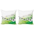 thumbnail image 1 of Ambesonne Music Throw Pillow Cover 2 Pack, Piano Keys Green Curvy, 16", Lime Green Black White, 1 of 5