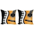 thumbnail image 1 of Ambesonne Music Throw Pillow Cover 2 Pack, Piano Keys Wave and Guitar, 16", Charcoal Grey Orange, 1 of 7