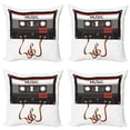 thumbnail image 1 of Ambesonne Music Throw Pillow Cover 4 Pack, Broken Cassette, 24", Orange Caramel White, 1 of 6