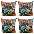 thumbnail image 1 of Ambesonne Music Throw Pillow Cover 4 Pack, Collage Instrument Joyful, 18", Multicolor, 1 of 7