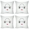 thumbnail image 1 of Ambesonne Music Throw Pillow Cover 4 Pack, Lady Listening to Music, 20", Black White, 1 of 7