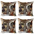 thumbnail image 1 of Ambesonne Music Throw Pillow Cover 4 Pack, Musical Instruments Abstract, 18", Multicolor, 1 of 2