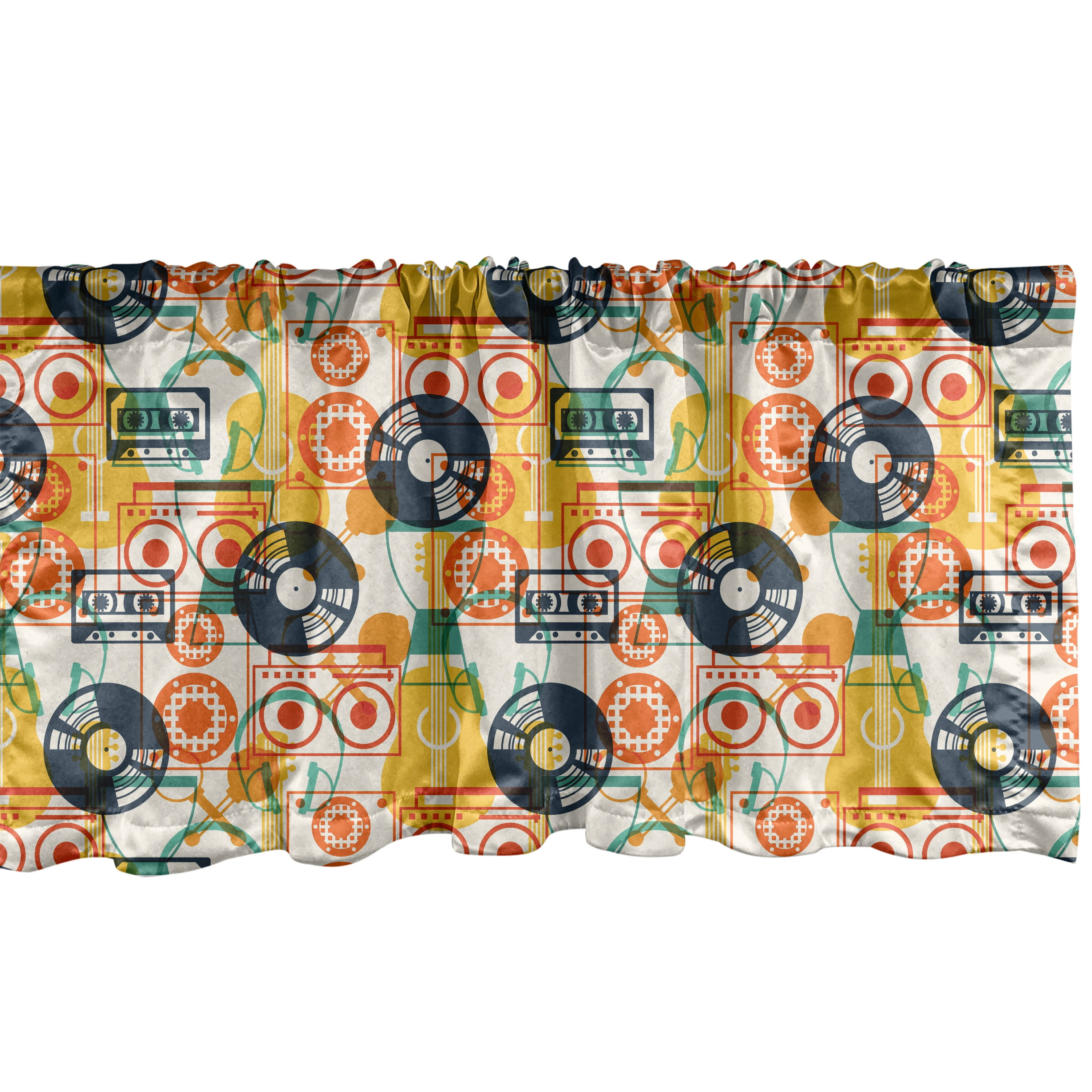 Retro Multicolor Satin Polyester Rod Pocket Valance Set