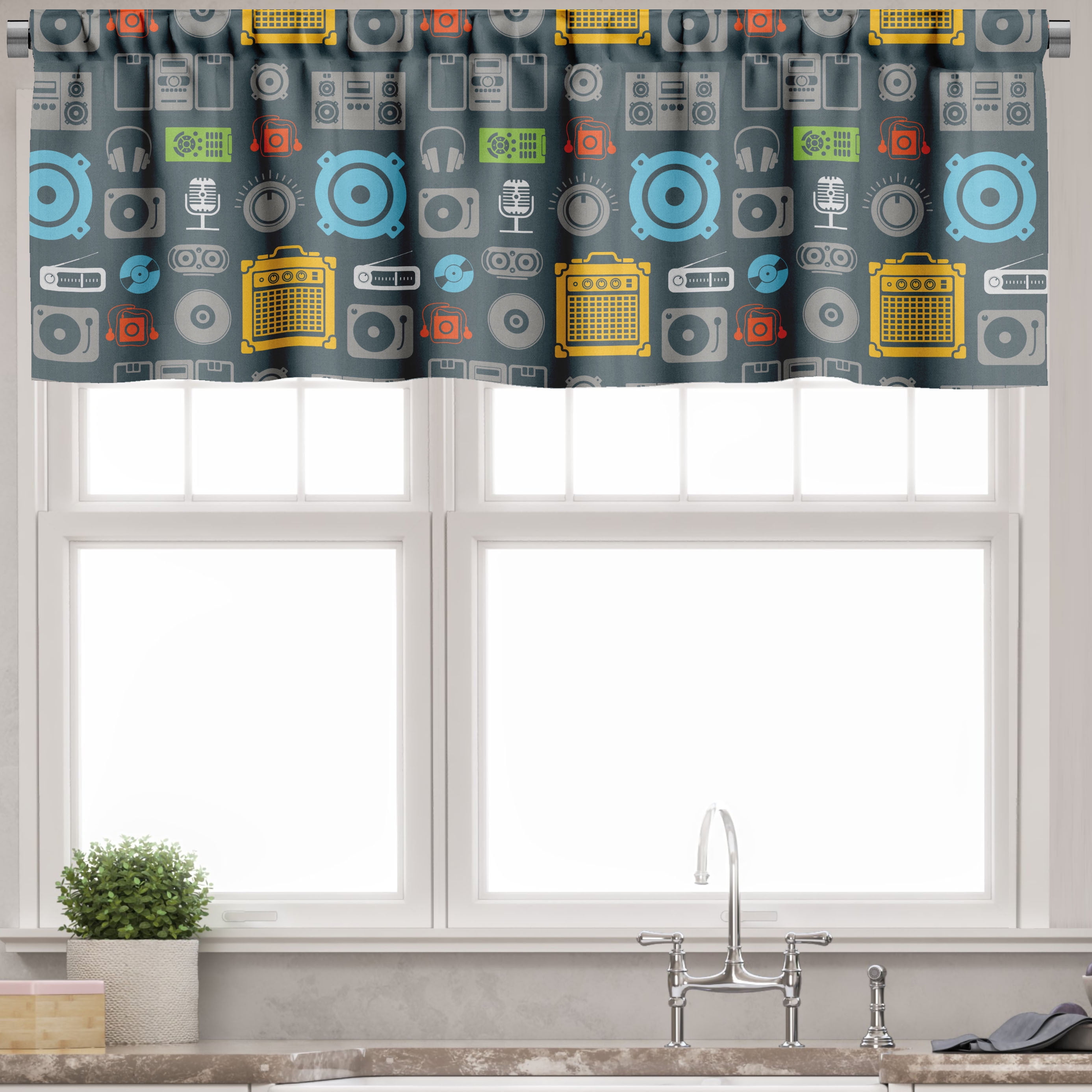 Retro Multicolor Satin Polyester Rod Pocket Valance Set