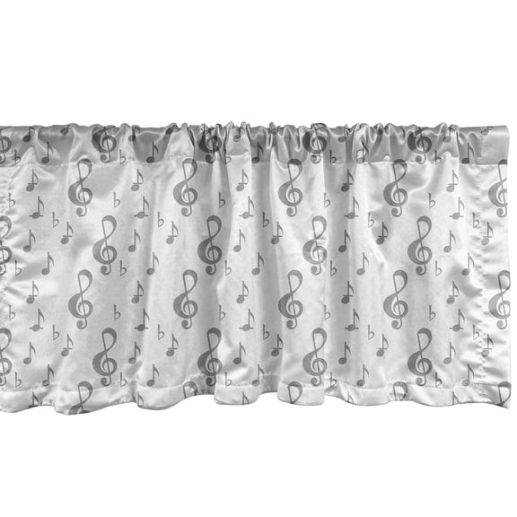 Ambesonne Music Window Valance, G Clefs and Musical Notes, 42" x 12", Ivory and Pale Taupe