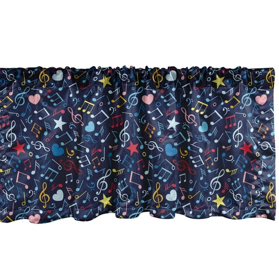 Ambesonne Music Window Valance, Rhythm in My Heart Design, 42" x 18", Multicolor