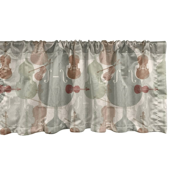 Ambesonne Music Window Valance, String Quartet Violins, 54" X 12", Reseda Green Warm Taupe