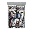 thumbnail image 1 of Ambesonne Musician Animals Fitted Sheet & Pillow Sham Set, Wolf Bear Monkey, Calking, Lavender Blue Brown White, 1 of 2