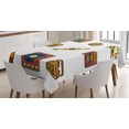 thumbnail image 1 of Ambesonne Mustard Navy Tablecloth Rectangular Table Cover, Cartoon Nostalgic, 52"x70", Mustard Navy, 1 of 4