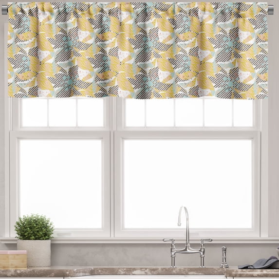 Ambesonne Mustard Valance Pack of 2, Abstract Flowers Splashes, 54"X12", Multicolor