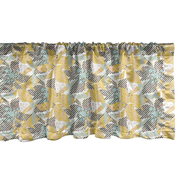 Ambesonne Mustard Window Valance, Abstract Flowers Splashes, 54" X 18", Multicolor