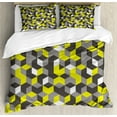 thumbnail image 1 of Ambesonne Mustard Yellow Duvet Cover Sets, Modern Box Cubes, 2-King, Mustard Yellow, 1 of 7