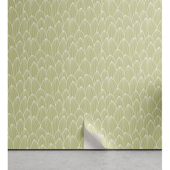 Ambesonne Muted Colors Peel & Stick Wallpaper for Home, Cactus Natural Pattern, 13"x72", Pale Green White