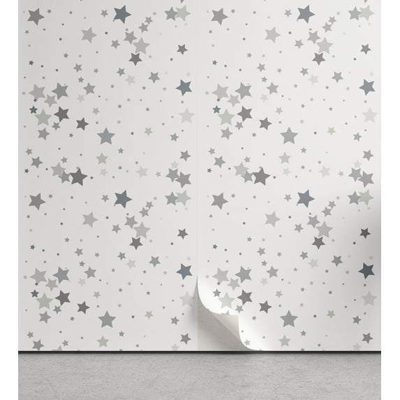 Ambesonne Muted Colors Peel & Stick Wallpaper for Home, Ornaments Night Stars, 13"x36", Grey and Pale Taupe