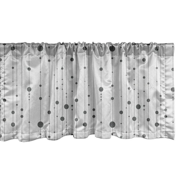 Ambesonne Muted Colors Window Valance, Greyscale Lines Dots, 42" x 18", Grey and Coconut