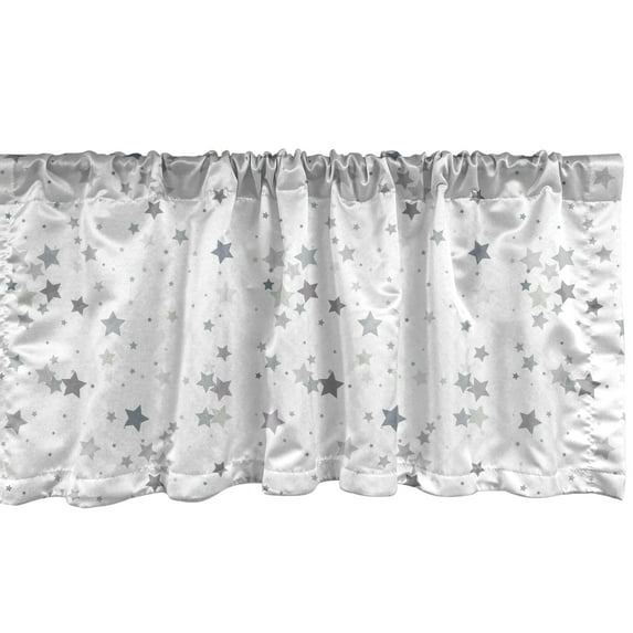 Ambesonne Muted Colors Window Valance, Ornaments Night Stars, 54" X 18", Grey and Pale Taupe