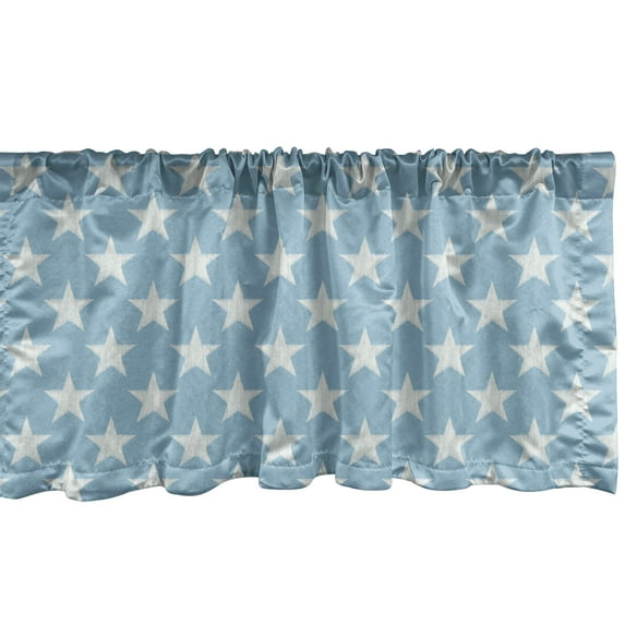 Ambesonne Muted Colors Window Valance, Simple Striped Stars, 54" X 12", Sky Blue Cadet Blue