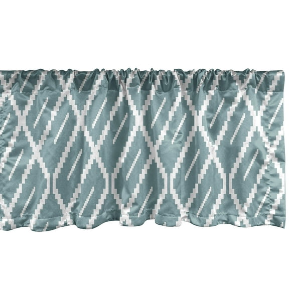 Ambesonne Muted Colors Window Valance, Stair Stripes, 42" x 12", Cadet Blue and White