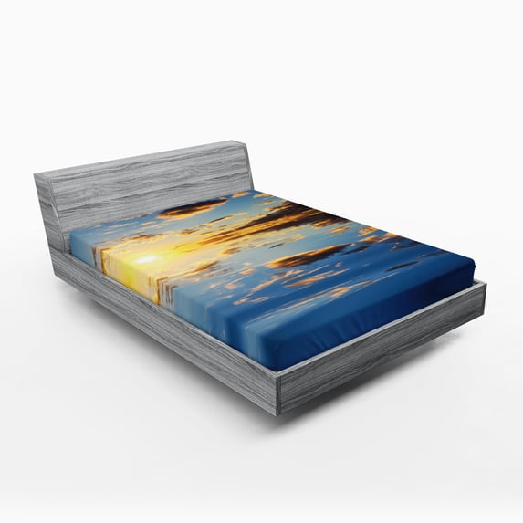 Ambesonne Mystic Fitted Sheet, Tropical Vivid Scenery, Queen Size, Yellow Blue