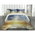 thumbnail image 1 of Ambesonne Mystic Quilted Coverlet 3 Pcs, Sunset Reflection on Sea, Queen Size, Yellow Brown Blue, 1 of 4