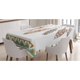 thumbnail image 1 of Ambesonne Mystic Tablecloth Rectangular Table Cover, Boho Style Feather Old, 52"x70", Brown and Mint, 1 of 4