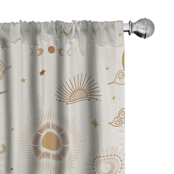 Ambesonne Mystical Curtains, Minimalist Moon Stars Art, Pair of 28"x84", Pastel Brown and Pale Camel