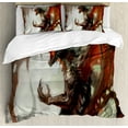 thumbnail image 1 of Ambesonne Myth Duvet Cover Sets, Creature Dragon, 2-Queen, Grey Red, 1 of 7