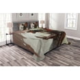 thumbnail image 1 of Ambesonne Myth Quilted Bedspread Set 3 Pcs, Creature Dragon, Queen Size, Grey Red, 1 of 3
