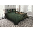 thumbnail image 1 of Ambesonne Myth Quilted Bedspread Set 3 Pcs, Woman Snakes, King Size, Green and Tan, 1 of 4