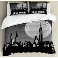 thumbnail image 1 of Ambesonne NYC Scene Duvet Cover Set, Grunge Nighttime City, 2-Calking, Grey Pale Grey, 1 of 7