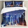 thumbnail image 1 of Ambesonne NYC Scene Duvet Cover Set, River and Skyline Photo, 2-Calking, Dark Lavender Multicolor, 1 of 3