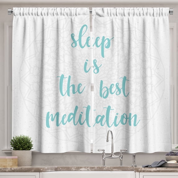 Ambesonne Nap Text Kitchen Curtains, Sleep is the Best Wording, 55"x39", Seafoam Pearl