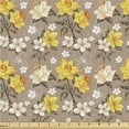 thumbnail image 1 of Ambesonne Narcissus Fabric by the Yard Upholstery, Autumn Romance Floral Art, 10 Yards, Mustard Warm Taupe, 1 of 1