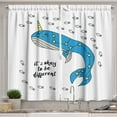 thumbnail image 1 of Ambesonne Narwhal Kitchen Curtains, Blue Cartoon Whale, 55"x45", Azure Blue Grey Yellow, 1 of 1