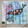 thumbnail image 1 of Ambesonne Narwhal Kitchen Curtains, Floral Whale and Fish, 55"x39", Multicolor, 1 of 2