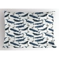thumbnail image 1 of Ambesonne Narwhal Pillow Sham, Aquerelle Ocean Whales, 26" X 20", Dark Blue Navy Blue, 1 of 2