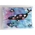 thumbnail image 1 of Ambesonne Narwhal Pillow Sham, Floral Whale and Fish, 26" X 20", Multicolor, 1 of 2