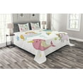 thumbnail image 1 of Ambesonne Narwhal Quilted Bedspread Set 3 Pcs, Colorful Rainbow Animal, King Size, Multicolor, 1 of 3