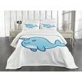 thumbnail image 1 of Ambesonne Narwhal Quilted Bedspread Set 3 Pcs, Unicorn of the Sea, Queen Size, Multicolor, 1 of 5