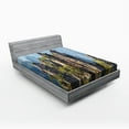 thumbnail image 1 of Ambesonne National Park Fitted Sheet, Wonders of World, Queen Size, Olive Green Pale Blue, 1 of 2