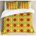 thumbnail image 1 of Ambesonne Native Duvet Cover Set, Rhombuses, 2-Calking, Yellow Orange and Red, 1 of 7
