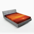 thumbnail image 1 of Ambesonne Natural Fitted Sheet, Morning Sunrise Ocean, Queen Size, Orange Red Purple, 1 of 3