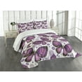 thumbnail image 1 of Ambesonne Natural Quilted Bedspread Set 3 Pcs, Butterflies with Paisley, King Size, Purple White Lilac, 1 of 5